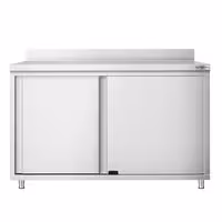 خزانة قاعدية ستانلس ستيل PREMIUM - 1200x600mm - أبواب منزلقة - مع حاجز خلفي