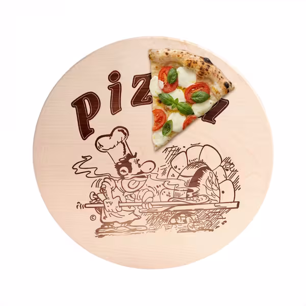 Pizza Tabağı - Yuvarlak Düz - Ahşap (Akçaağaç), 300x300x15mm