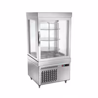 4-Sided Glass Display Fridge - 230L - 670mm - with 3 rotating shelves - 1 door - for patisserie