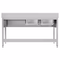 Sudoper ECO - 1800x600 mm - s donjom policom - s 2 koritima - korita lijevo - inox
