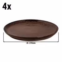 (4 adet) BAMA COPPER - Düz Tabak Yuvarlak Düz - Steinzeug, Ø270mm, Bakır