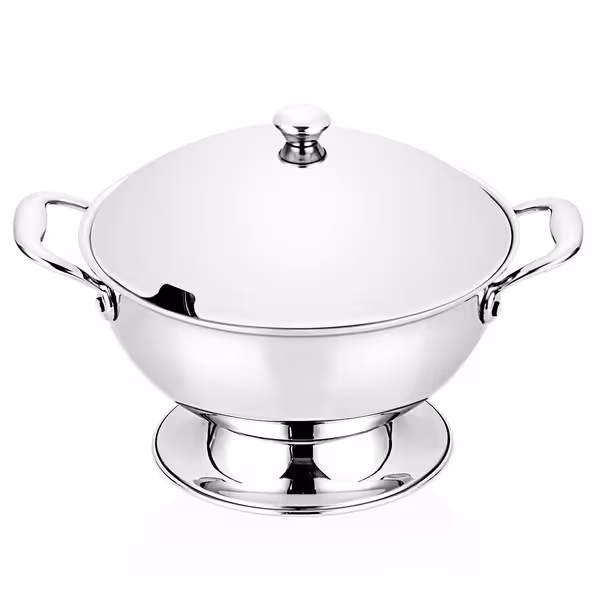 Servis kabı - Paslanmaz Çelik - 2,3L - Ø180mm - Yükseklik: 160mm - Silindirik - Kapaklı
