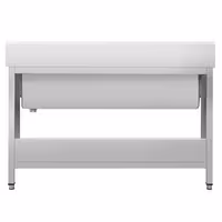 Grovdiskbänk i rostfritt stål PREMIUM - 1600x700 mm - med underhylla - 1 ho mitten - extra djup ho - med stänkskydd