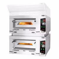 Gas Deck Pizza Oven - Twin Deck - Refractory Stone Deck - 4+4 x Ø 34cm (13.4") - 230V Single Phase - Mechanical Controls - up to 450°C