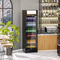 Frigorífico expositor de bebidas - 595mm - 347L - 1 porta de vidro & painel publicitário iluminado - com indicação/painel digital de temperatura - Preto