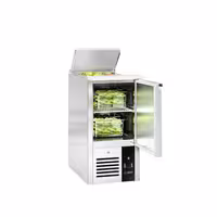 Pult za pripremu salate PREMIUM - 450 mm - 1 vrata - s ugradnim ležištem za GN 1/1 i poklopac od nehrđajućeg čelika
