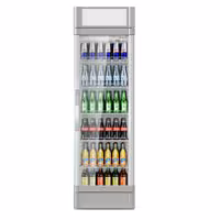 Frigorífico expositor de bebidas - 595mm - 347L - com 1 porta de vidro & painel publicitário iluminado - com indicação/painel digital de temperatura - Cinzento