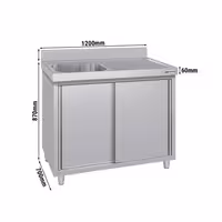 Sudoper s ormarićem ECO - inox - 1200 x 700 mm - s 1 koritom - korito lijevo