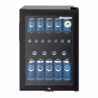 GASTRO-COOL | Chłodziarka minibarowa – 430 mm – 62 L – od +2 do +10 °C – z 1 drzwiami szklanymi – czarna