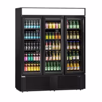 Commercial Beverage Display Fridge - 1600mm - 891 Litres - with 3 hinged glass doors - Black - Temperature range 1 to 10 °C