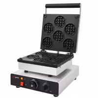 Commercial Waffle Maker - Single - Manual - 1,75 kW - Shape: Waffle coins - Teflon-coated baking plates