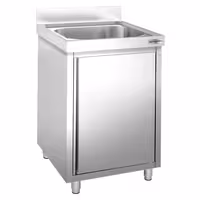 Sudoper s ormarićem PREMIUM - inox - 600 x 700 mm - s 1 koritom - korito sredina