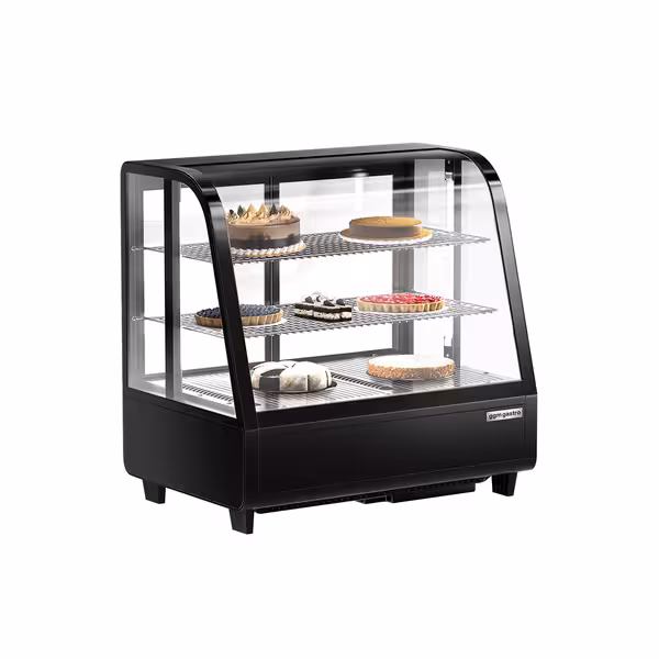 Pöytämallinen kylmävitriini - 100 l - 682 mm - pyöreä - 2 hyllyä - LED-valaistus - liukuovet