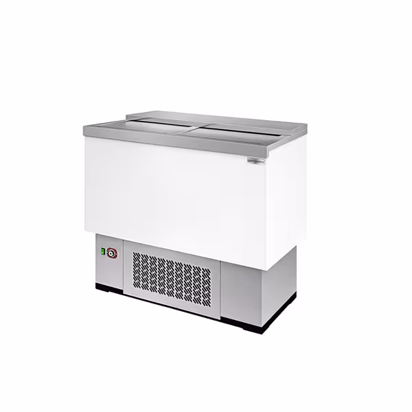 Lodówka na napoje - podblatowa - Biała - 200L - 2-drzwiowa, drzwi suwane