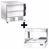 Compacte Koel- vrieswerkbank - -20/+8°C - 905mm - 2 laden - 2x GN 1/1 - incl. frietwarmer