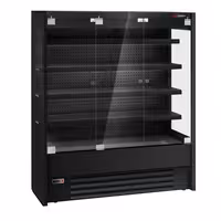 Commercial multideck display fridge - 1585mm - with 3 hinged glass doors & 4 shelves - Black