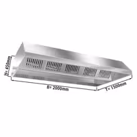 Campânula de teto - 2000mm - com filtros labirinto em inox e iluminação LED