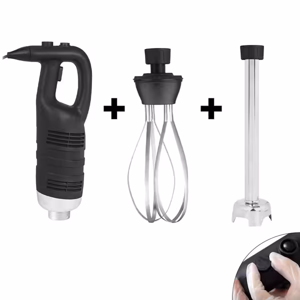 Ipari botmixer cserélhető szárakkal 400 mm-es keverőszár és habverővel - 650 W - Fokozatmentesen állítható sebesség - max. 100 l-ig