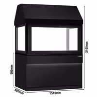 Charcoal Grill TORONTO - 1500mm - Black Front - Black Granite Worktop - tempered glass front - 3 grill grates