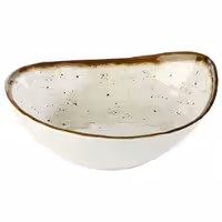 (6 adet) Kase - STONE ART - Melamin - 0,6L - oval - 230x190mm - Derinlik:65mm - Beyaz/Kahverengi