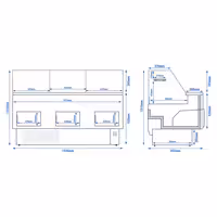 Serve Over Counter - 1935mm - front and sides glass, rear open - 1 shelf - front panel beige - capacity 213 litres