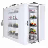 Külmkamber (0…+8 °C) - 1500x2100 mm - 4,8 m³ - 3 klaasseinaga