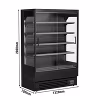 Commercial multideck display fridge - 1320mm - 595L - with 2 sliding glass doors & 4 shelves - Black