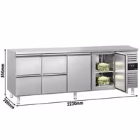 Commercial Counter Fridge ECO - 2230x700mm - with 2 doors - 4 drawers (GN 1/1) - capacity 553 litres