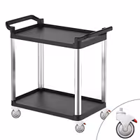 Cărucior de servire din plastic – 800 x 500 mm – cu 2 rafturi