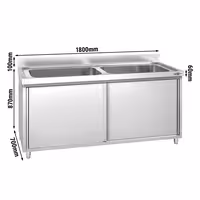 PREMIUM ormarić za pranje lonaca – 1800 x 700 mm – s 2 sudopera