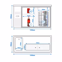 Direct Draw Beer Dispenser / Kegerator - 1 Stainless Door + 2 Drawers PREMIUM – 1 sink left - 1550×700 mm