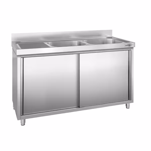 Sudoper s ormarićem PREMIUM - inox - 1400 x 600 mm - sa 2 korita - korita desno