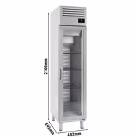 Armário frigorífico aço inoxidável PREMIUM PLUS - GN 1/1 - 325L - com 1 porta de vidro