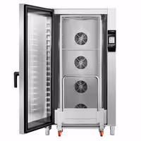 Commercial Electric Combi Oven - Touchscreen Controls - 7" touchscreen display - 40x GN 1/1 or 20x GN 2/1 - incl. incl. Washing System, Temperature Probe & Rack Trolley