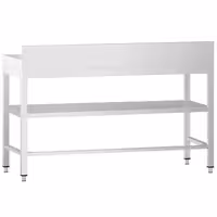 طاولة عمل ستانلس ستيل PREMIUM - 1500x600mm - مع رف سفلي & حاجز خلفي & تدعيم