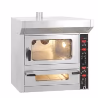 Električni Pekarska konvekcijska pećnica s ovlaživanjem - Elektroničko upravljanje - 4x EN 600x400 & Pizza pećnica - 7x Ø 25 cm - Nehrđajući čelik
