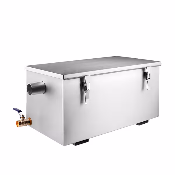 Profesionalni separator masti - 20 l - do 50 obroka/dan - inox - sukladno EN 1825 - s kuglastim ventilom - za mobilnu ugradnju