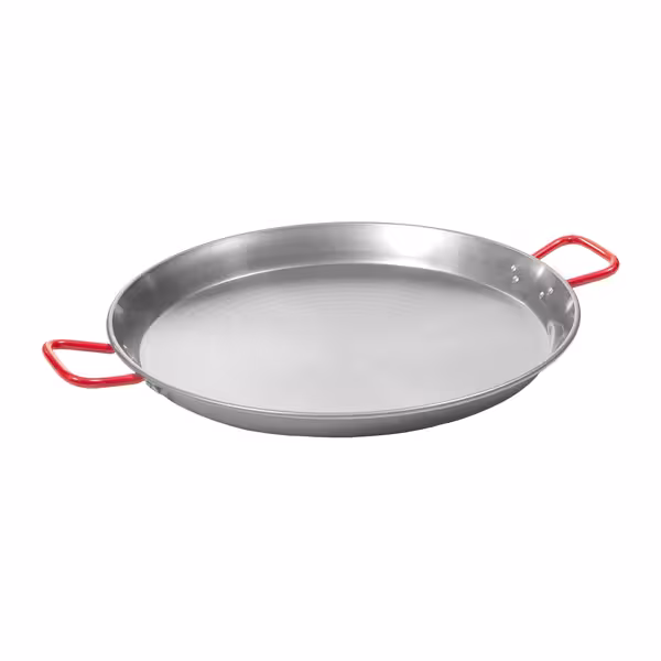Tava za paellu – Ø 600 mm – čelik s ugljikom – crvene ručke