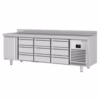 Aukstuma galds PREMIUM PLUS - 2452x600 mm - 510 l - ar 1 durvīm - ar 9 atvilktnēm - ar apmali