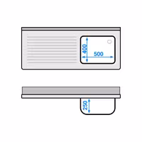 Sudoper s ormarićem PREMIUM - inox - 1400 x 600 mm - s 1 koritom - korito desno