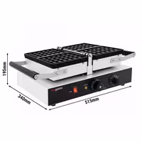 Gofrownica – pojedyncza – kształt: 2 gofry brukselskie – 1,6 kW – manualna – z powierzchnią pieczenia obracaną o 180°