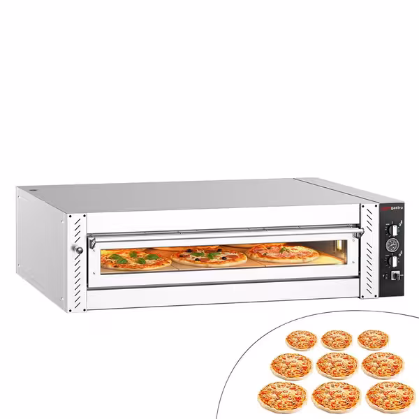 Electric Deck Pizza Oven - Single Deck - Refractory Stone Deck - 9 x Ø 30cm (12") - up to 450°C - Mechanical Controls