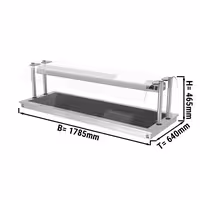 Drop-in Hot Plate - Stainless Steel - 1785mm - 5x GN 1/1 - 2.25 kW - with Toughened Glass Sneeze Screen