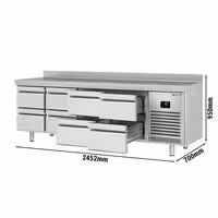 Commercial Counter Fridge PREMIUM PLUS - 2452x700mm - with 8 drawers [1/2] - with upstand - capacity 625 litres