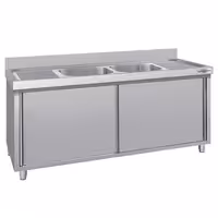 Sudoper s ormarićem ECO - inox - 2000 x 600 mm - sa 2 korita - korita sredina