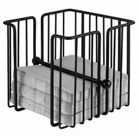(6 adet) Peçetelik - URBAN - Metal - yaklaşık 120 kokteyl peçetesi - 190x190x180mm - Siyah - ağırlık çubuğu dahil