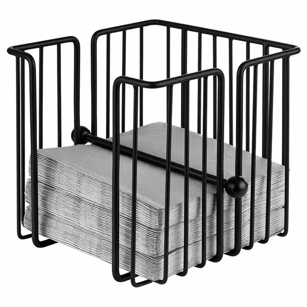 (6 adet) Peçetelik - URBAN - Metal - yaklaşık 120 kokteyl peçetesi - 190x190x180mm - Siyah - ağırlık çubuğu dahil