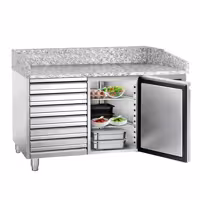 Stół chłodniczy do pizzy ECO – 1500 x 800 mm – z 1 drzwiami i 7 szufladami