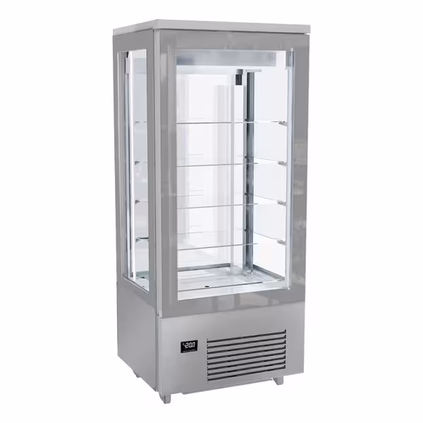 4-Sided Glass Display Freezer - 400L - 800mm - Double glazing - square - with 5 glass shelves - 1 rear glass door