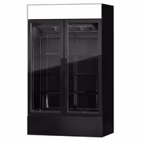 Commercial Beverage Display Fridge with Illuminated Canopy - 1200mm - 1048 Litres - with 2 hinged glass doors - LED lighting - Black - Temperature range 1 to 10 °C